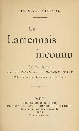 Cover for Un Lamennais inconnu