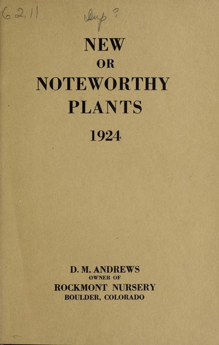 Cover for New or noteworthy plants