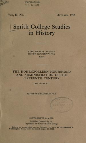Cover for The Hohenzollern household and administration in the sixteenth century ...