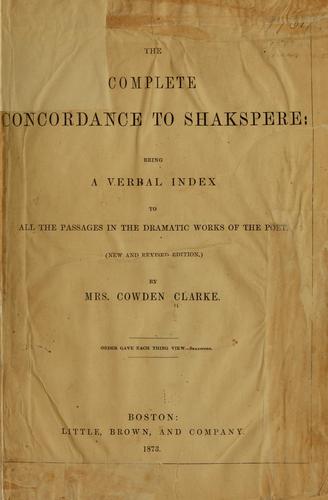 Cover for The complete concordance to Shakspere
