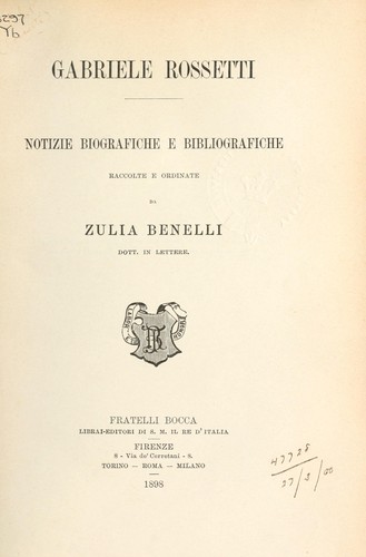 Cover for Gabriele Rossetti