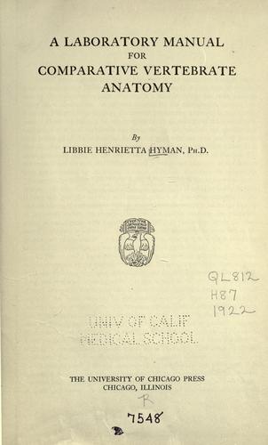 Cover for A laboratory manual for comparative vertebrate anatomy