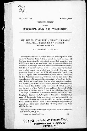 Cover for The itinerary of John Jeffrey