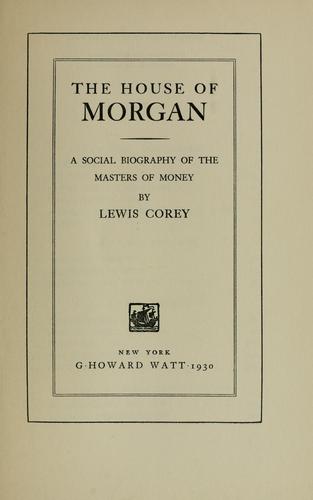 Cover for The house of Morgan