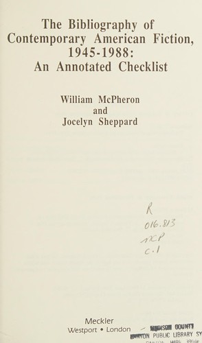 Cover for The bibliography of contemporary American fiction, 1945-1988
