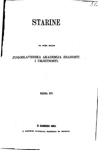Cover for Starine na sviet izdaje Jugoslavenska akademija znanosti i umjetnosti