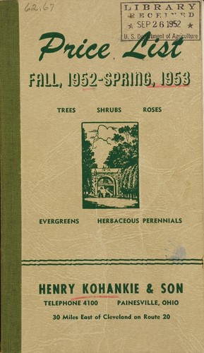 Cover for Price list, fall 1952, spring 1953