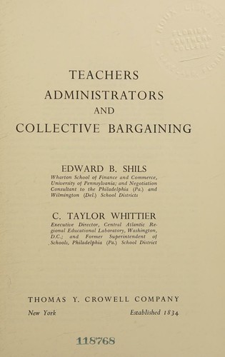 Cover for Teachers, administrators, and collective bargaining