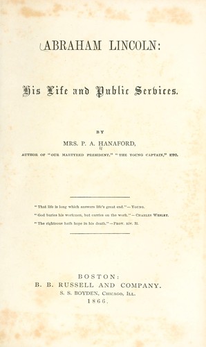 Cover for Abraham Lincoln: his life and public services.