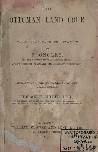 Cover for The Ottoman land code