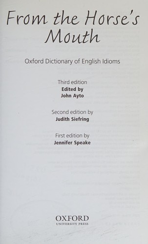 Cover for From the horse's mouth