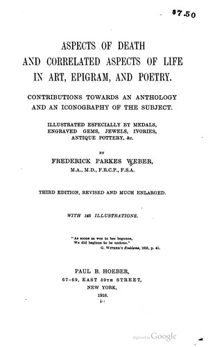 Cover for Aspects of death and correlated aspects of life in art, epigram, and poetry