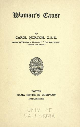 Cover for Woman's cause.
