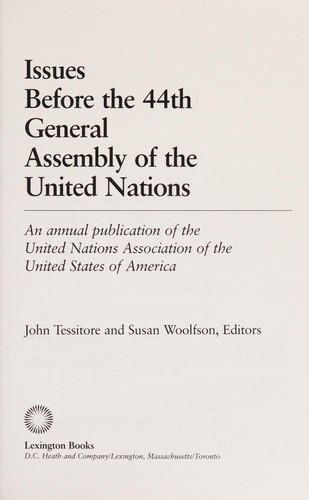Cover for Issues Before the 44th General Assembly of the United Nations