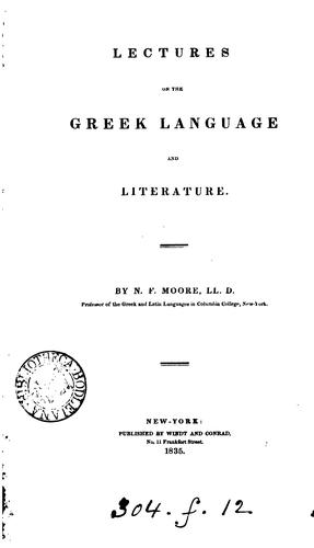 Cover for Lectures on the Greek language and literature