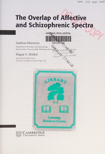 Cover for Overlap of Affective and Schizophrenic Spectra
