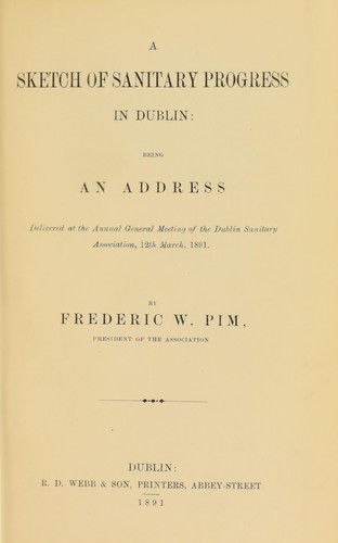 Cover for A sketch of sanitary progress in Dublin