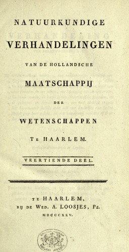 Cover for Natuurkundige verhandelingen van de Bataafsche Hollandsche Maatschappye der Wetenschappen te Haarlem