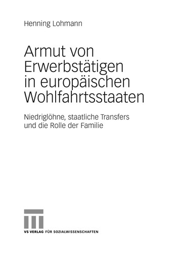 Cover for Armut von Erwerbsta tigen in europa ischen Wohlfahrtsstaaten