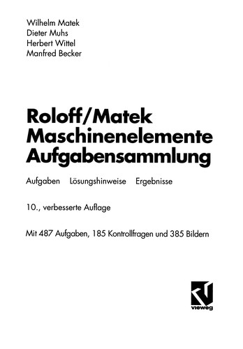Cover for Roloff/Matek Maschinenelemente Aufgabensammlung