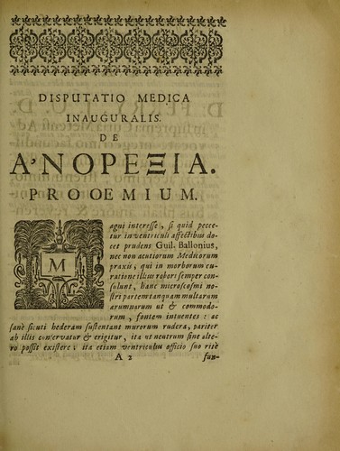 Cover for Disputatio medica inauguralis de anorexia