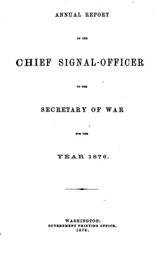 Cover for Annual Report of the Chief Signal Officer to the Secretary of War