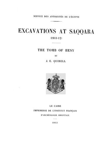 Cover for Excavations at Saqqara, 1911-12