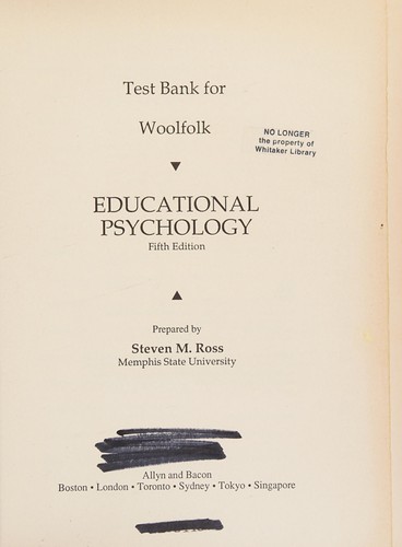 Cover for Test bank for Woolfolk, Educational psychology, fifth edition