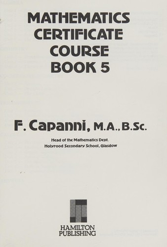 Cover for Mathematics certificate course
