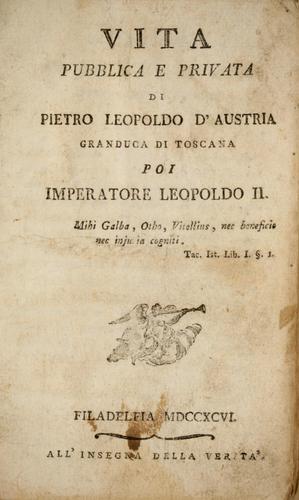 Cover for Vita pubblica e privata di Pietro Leopoldo d'Austria