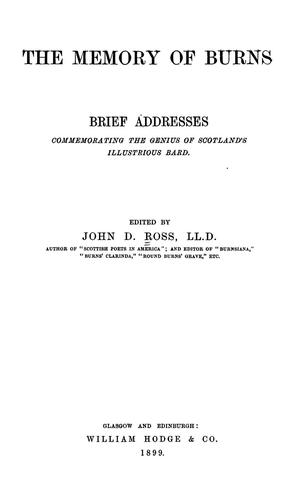 Cover for The memory of Burns