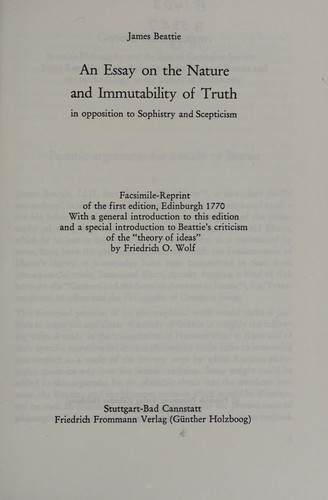 Cover for An essay on the nature and immutability of truth