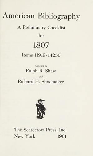 Cover for American bibliography