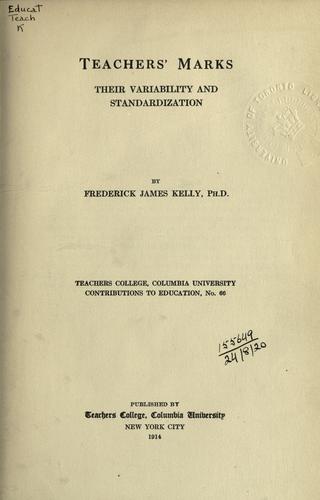 Cover for Teachers' marks
