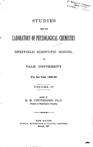 Cover for Studies from the Laboratory of Physiological Chemistry: Shef-field ...