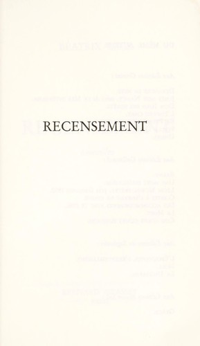 Cover for Recensement