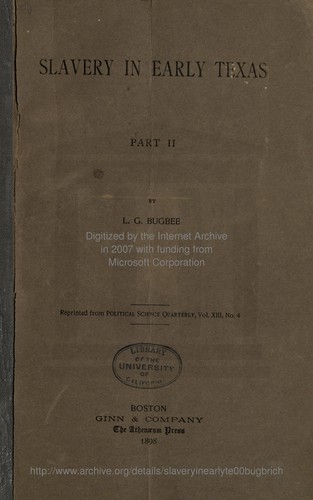 Cover for Slavery in early Texas