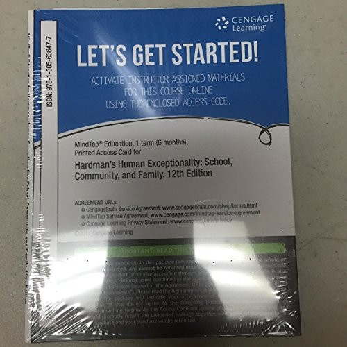 Cover for MindTap Education, 1 term  Printed Access Card for Hardman/Egan/Drew's Human Exceptionality