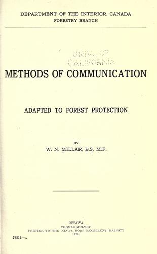 Cover for Methods of communication adapted to forest protection