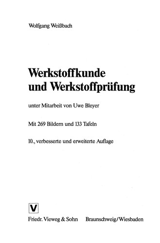 Cover for Werkstoffkunde und Werkstoffprüfung