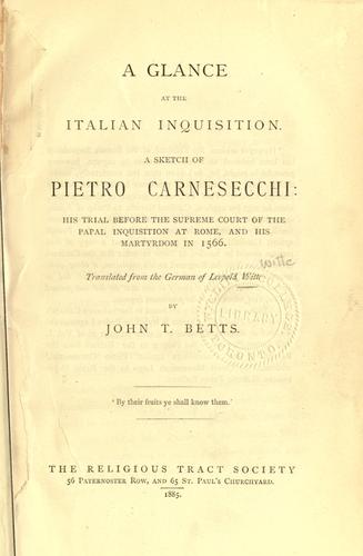 Cover for A glance at the Italian Inquisition