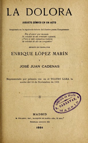 Cover for La dolora