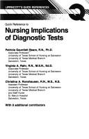 Cover for Quick reference to nursing implications of diagnostic tests