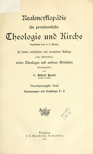 Cover for Realencyklopädie für protestantische Theologie und Kirche