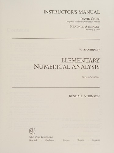 Cover for Elementary Numerical Analysis