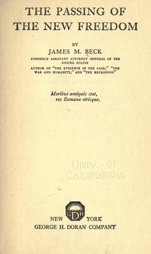 Cover for The passing of the new freedom