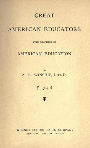 Cover for Great American educators