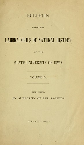 Cover for Bulletin from the laboratories of natural history of the State University of Iowa