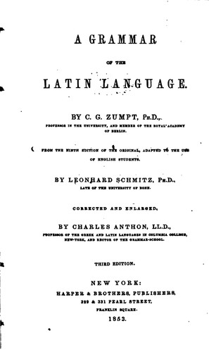 Cover for A Grammar of the Latin Language