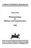 Cover for Phenomenology in Rhetoric and Communication